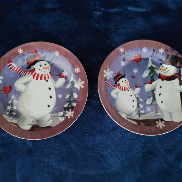 Set of 4 Snowman Plates - Picture 3 of 6